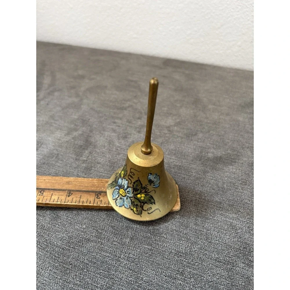 Vintage Bell Hand Painted Solid Brass Rare Made in India 4.5
